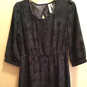 Black and Navy Flower Dress by Pink Owl